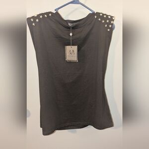Balboa Black Tee with Silver Star Accents